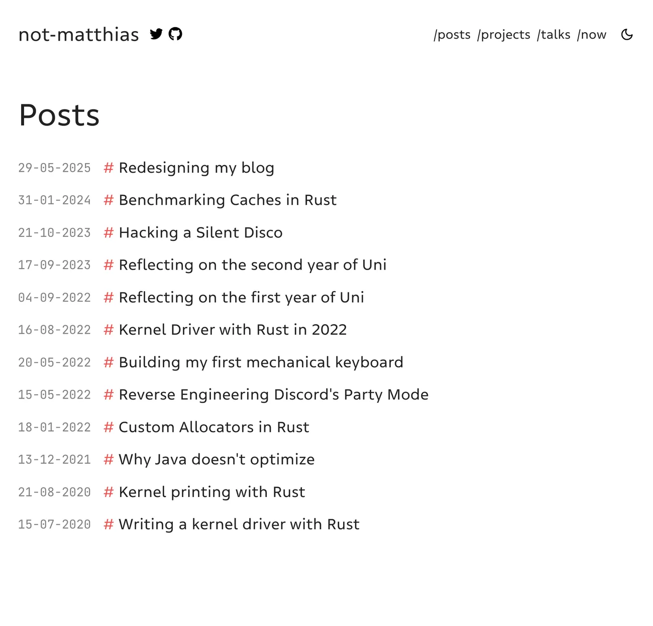 New posts page