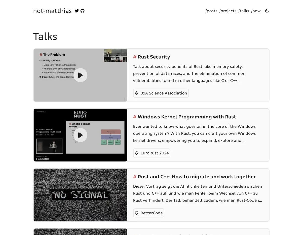New talks page